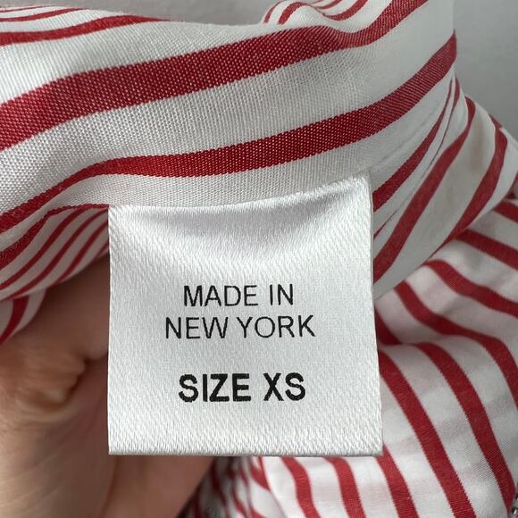 Petersyn NYC Red White Striped One Shoulder 100% Cotton Asymmetrical Blouse XS - Picture 7 of 7